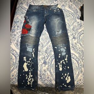 Designer red rose jeans
